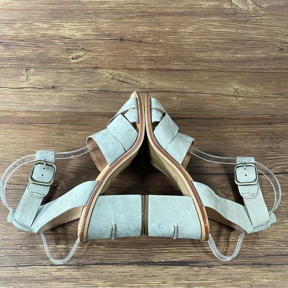 UGG Sandra Gray Leather Block Heel Sandals Women’s Size 7 Shoes - Picture 3 of 10